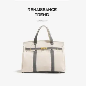 Renaissance Trend Large Capacity Canvas Handbag Lightweight Shoulderbag Crossbody Purse for Women's Fashion Outfit Tour Trip Working School Work