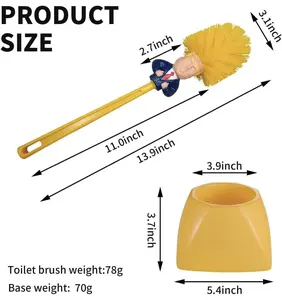 Humorous Character Toilet Brush Set | Yellow Hair Design | Soft Cleaning Brush for Toilet