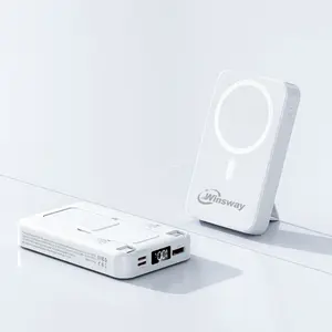 Winsway Wireless Digital Portable Charger, 10000mAh Magnetic Power Bank Type-C+Lightning 22.5W PD Fast Charging chargers magnetic  power