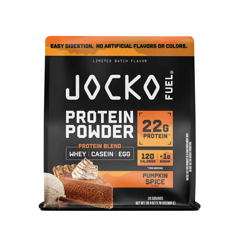 JOCKO FUEL JOCKO MOLK Whey Blend Protein Powder, Pumpkin Spice (Cinnamon, Nutmeg, Clove) - 22g Protein, 1g Sugar, Sugar-Free Clean Fuel, Fitness Supplement with Enzymes, Probiotics for Easy Digestion, Muscle Recovery Support