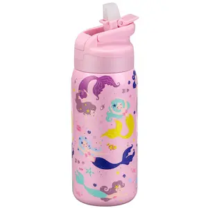Cartoon Tumbler - Insulated Stainless Steel Water Bottle With Lid & Straw-Drinkware, Portable, Cup, Mug, Bottled, Washable, Stylish