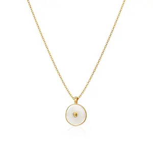 Tewiky Gold Irregular Enamel Heart Disc Necklace, Dainty Pendant Jewelry for Women, Valentine’s Day