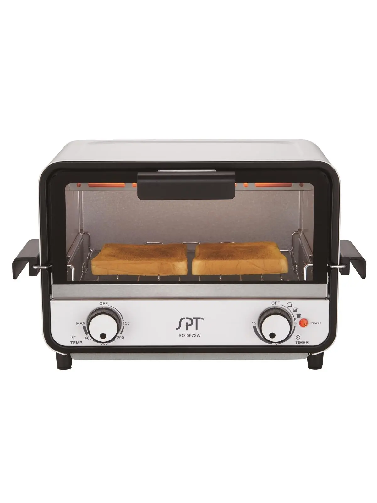 SPT Easy Grasp 2 Slice Countertop Toaster Oven, Glossy White