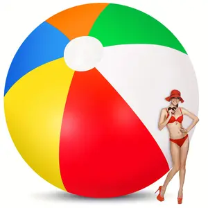 Giant 10 Foot Inflatable Beach Ball - Jumbo Size, Rainbow Colored, Sporty Beach Ball for Swimming Pool, Ideal for Water Games and Party Decor Round Colorful