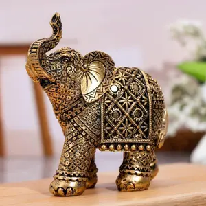 Lucky Wealth Elephant Decoration, Resin Statue Art Craft, Bookshelf Home Living Room Office Cafe Decor, Room Desktop Display Entrance Decor, Feng Shui Ornaments