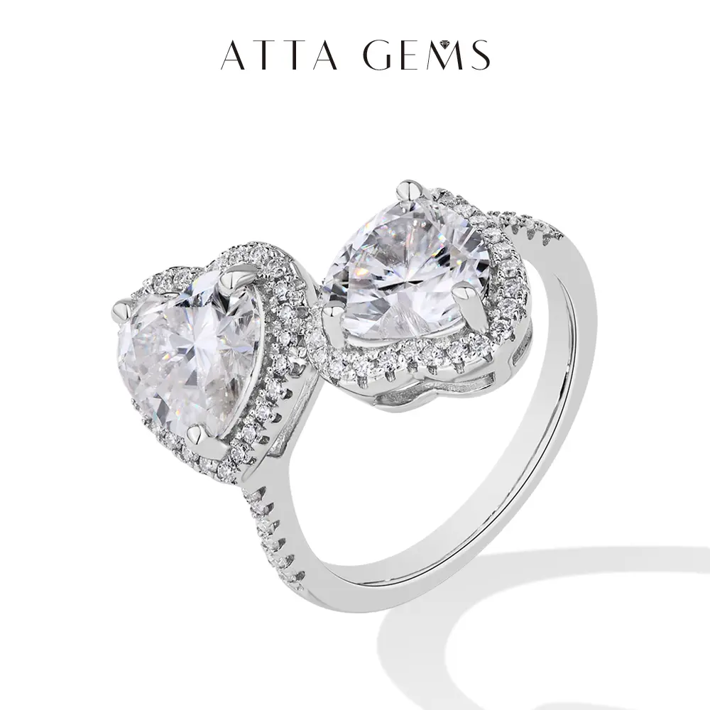 Women's 4CT Heart Shape Synthetic Moissanite Heart Cluster Ring, Elegant Engagement Ring, Shining Daily Wear Jewelry, Birthday Gift R205 summerwins