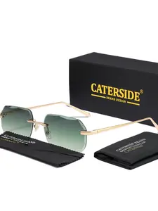 CATERSIDE Gradient Frameless Glasses for Men and Women, Lightweight Spring Hinge Design in 5 Colors, Perfect for Camping and Urban Style