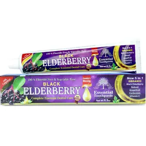 Black Elderberry Essential Toothpaste - 6.5 oz | A Unique Blend of Black Elderberry, Babool, Grapefruit, Cardamom, Vitamin C