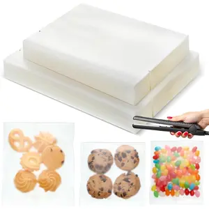 200 count Heat Seal Cookie Bags Cellophane Flat Edge Cookie Bags with 2 Sizes 4" x 6", 5" x 7" for Bakery   Candy Desserts Snack Packs for  Giving(Matte Frosted)