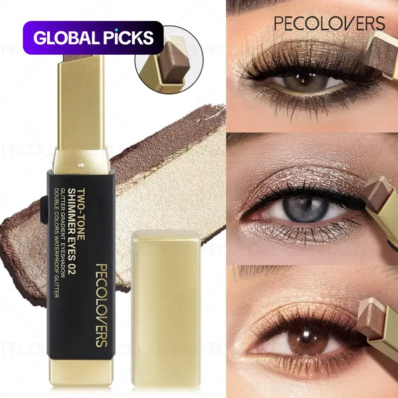 Two-Tone Shimmer Gradient Eye Shadow Sticks, 1-Count Matte and Glitter Finish, Beauty Eyeshadows, Glitter Eyeshadows, Waterproof Long-Lasting Eyeshadow for Women, Eye Makeup Cosmetic #GLOBAL PICKS