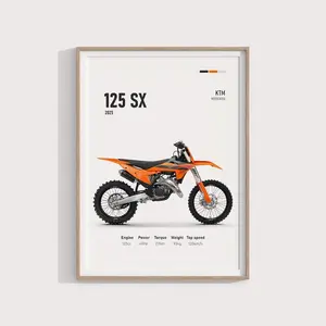 KTM 125 SX 2025 Poster Premium Motocross Bike Art High-Quality Wall Decor Stylish Print Gift for Dirt Bike Enthusiasts - No Frame