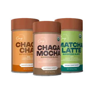 3-Pack Retail Bundle: Organic Chaga Chai (Tea), Organic Chaga Mocha, & Organic Matcha Latte Powder Perfect for Everyday Beverage with Coconut Milk Powder - Dietary & Healthcare