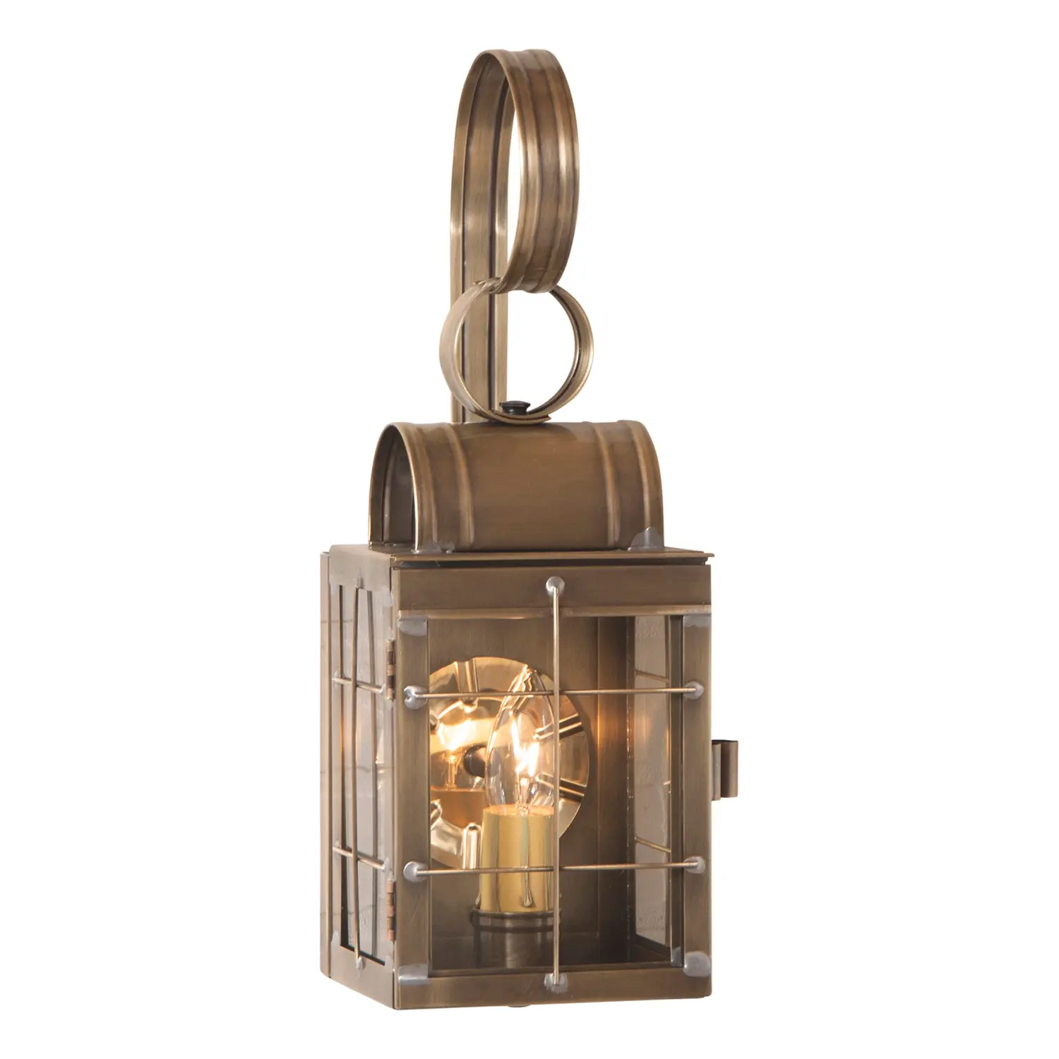COLONIAL ENTRY LANTERN SCONCE Weathered Brass Handcrafted in the USA
