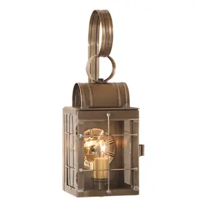 COLONIAL ENTRY LANTERN SCONCE Weathered Brass Handcrafted in the USA