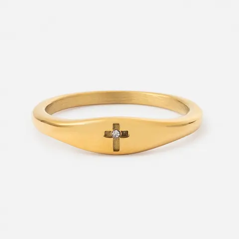 Cross Gemstone Ring