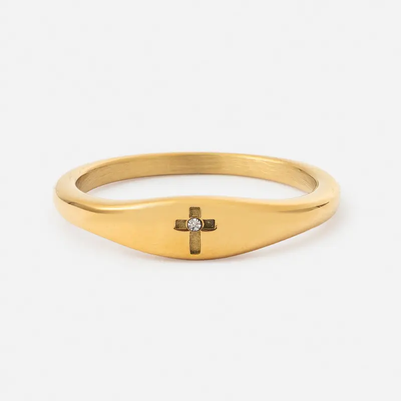 Cross Gemstone Ring