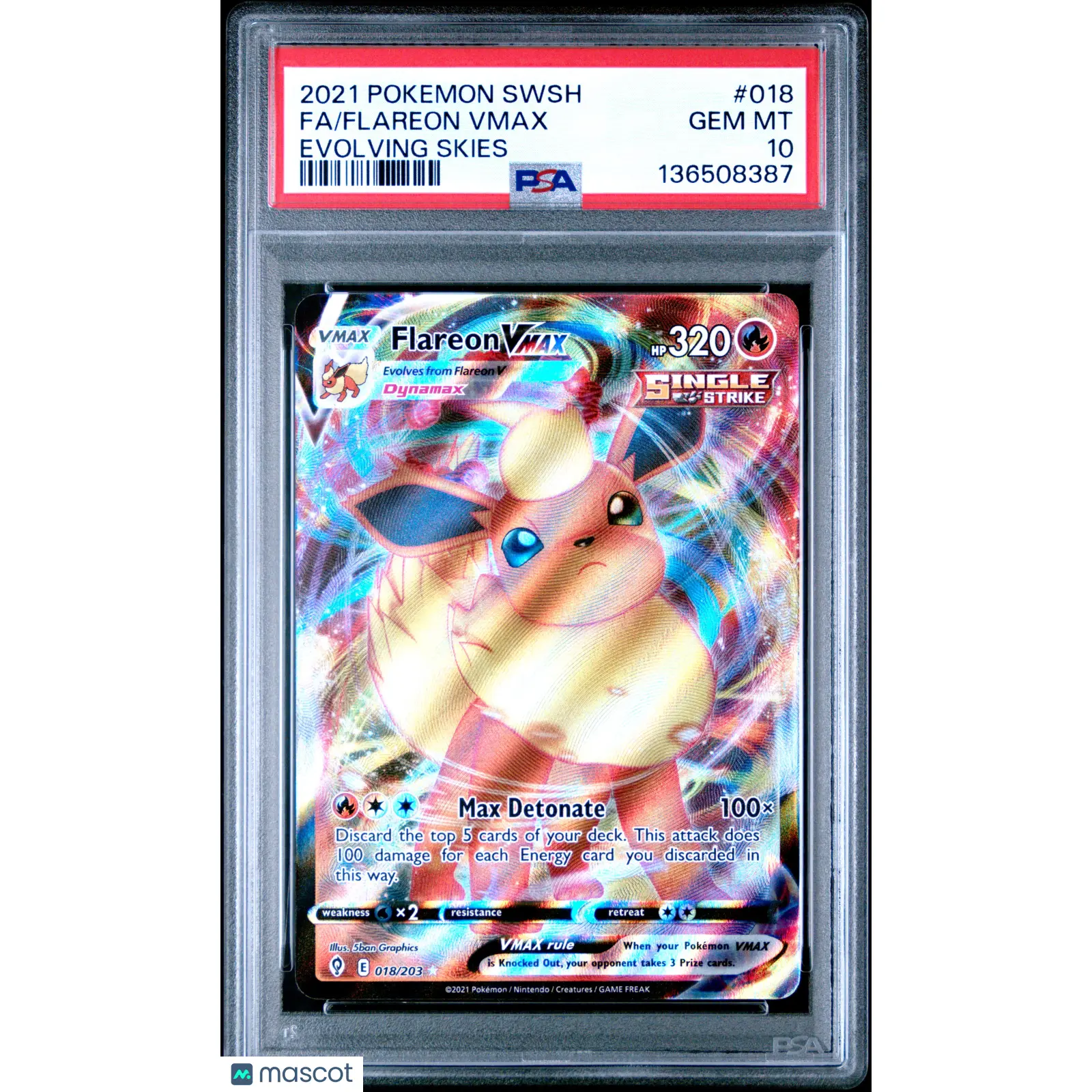 2021 Pokemon Sword & Shield Evolving Skies Flareon VMAX PSA 10