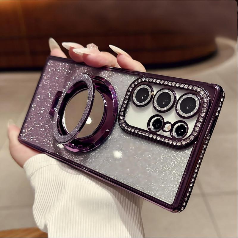 Compatible with S26Ultra/S25Ultra/s24 /s23 /s22 Mirror Stand Glitter phone case -HN-SX414-1