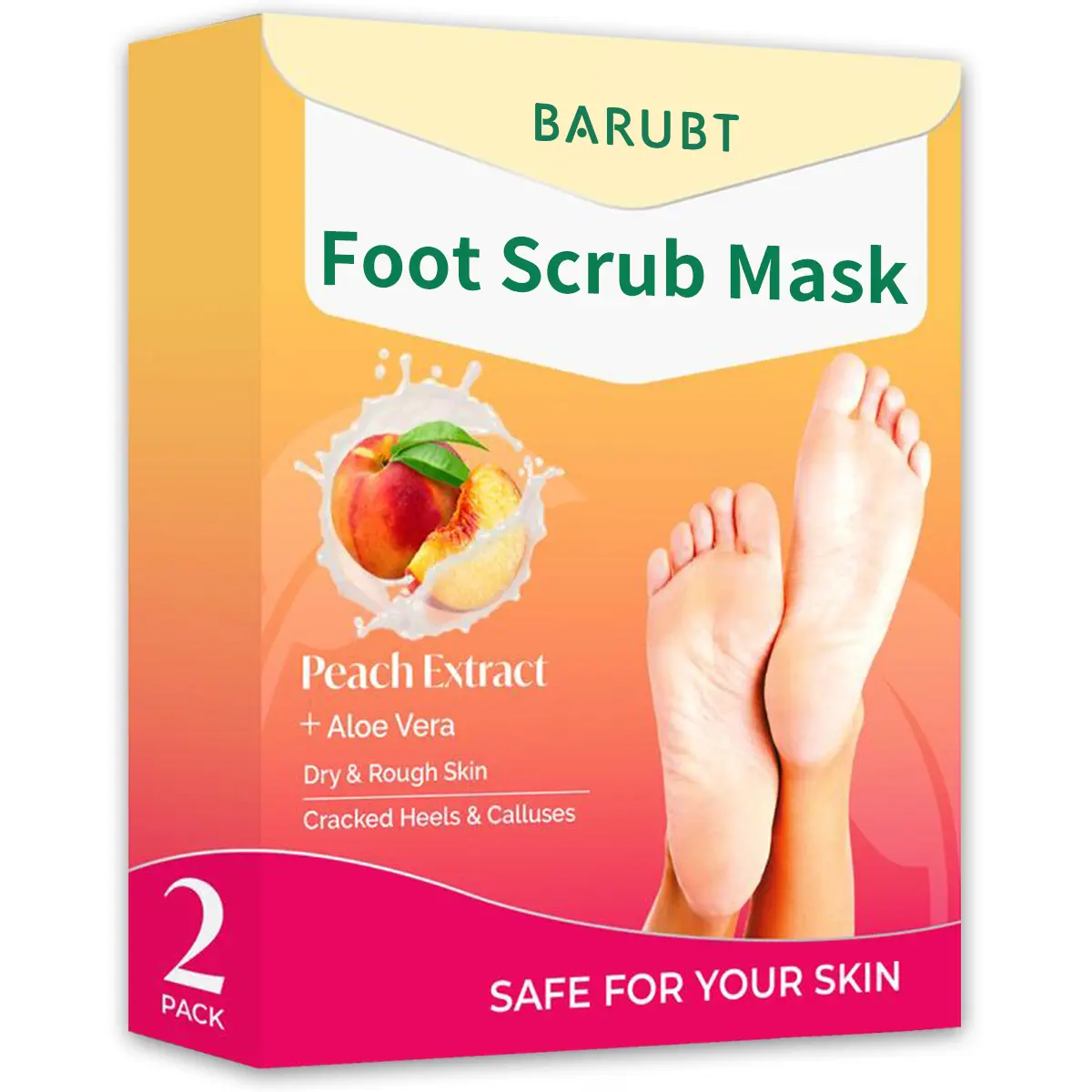 Foot Peel Mask Socks with Peach Extract and Aloe Vera, Deep Exfoliating Foot Care Mask for Dead Skin Removal, Nourishing Moisture Care for Dry Rough Feet, Soft Smooth Feet Treatment