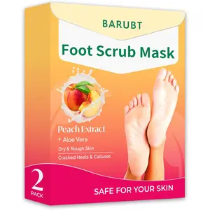 Foot Peel Mask Socks with Peach Extract and Aloe Vera, Deep Exfoliating Foot Care Mask for Dead Skin Removal, Nourishing Moisture Care for Dry Rough Feet, Soft Smooth Feet Treatment