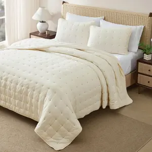 CGK | Washed Quilt Set - Ultra Soft Lightweight Bedding, Modern Textured Design, All Season Comfort
