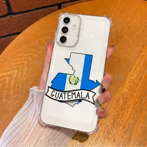 Guatemala Flag Pattern Blue Design creativity Aesthetic TPU Casing For SAMSUNG GALAXY A14A15A16A25A26A34A35A36A53A54A55A56 4G 5G IPHONE 16 17 Four Corners Transparent Soft Silicone TPU Gift Shockproof Anti-Drop Phone Cases Shell Cover Simple durable L1688