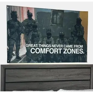 No Comfort Zones Motivational Flag college flag Banners Room Decor Tapestry Wall Mural Wall Hanging Tapestry