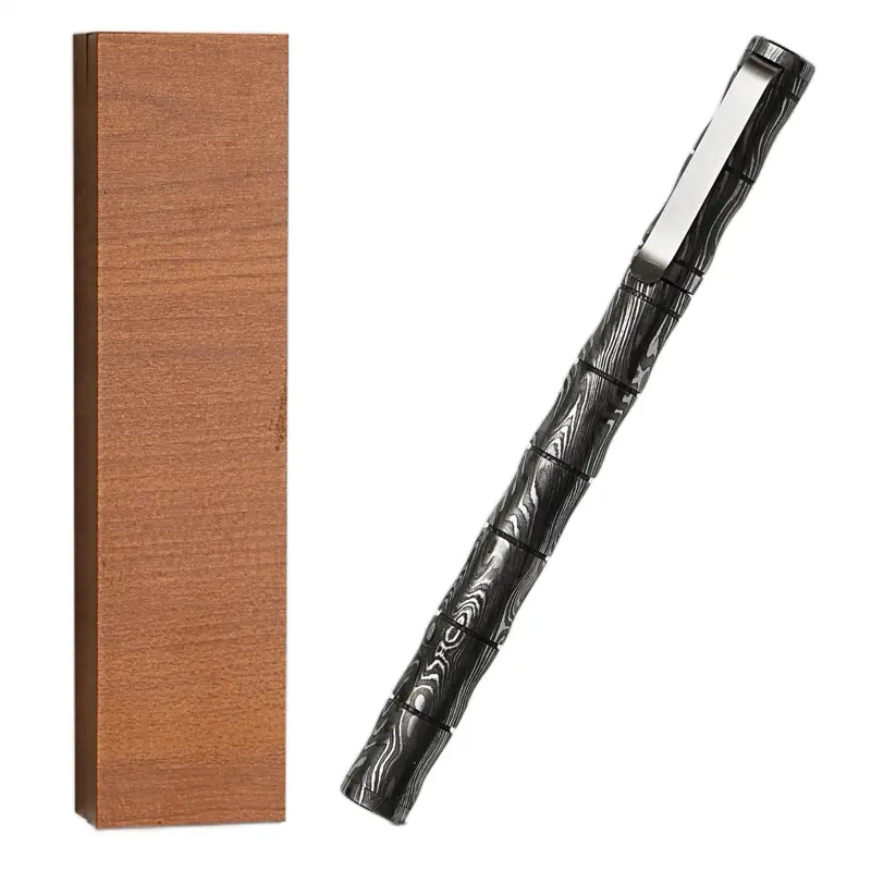 Damascus Steel Bamboo Pen  with Wooden Gift Box | Luxury Metal Ballpoint |  Elegant  Writing Tool Unique Gift For Special Occasions Office Supplies