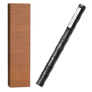 Damascus Steel Bamboo Pen  with Wooden Gift Box | Luxury Metal Ballpoint |  Elegant  Writing Tool Unique Gift For Special Occasions Office Supplies