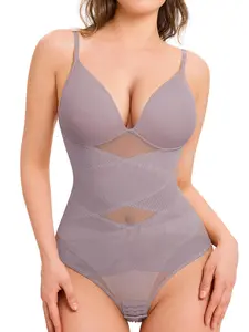 Women's mesh see-through deep V sexy sling corset bodysuit, high elastic tensile mesh fabric effectively tightens the abdomen and shapes the body, suitable for women's sexy going-out bra, fashionable and versatile Shapewear