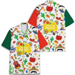 Colorful Cinco De Mayo Hawaiian Shirt, Viva Mexico Fiesta Party Shirt, Traditional Mexican Skull Floral Design Aloha Shirt for Adults and Youth