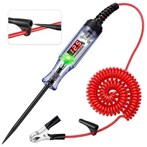 Automotive Test Light with 5-120V LED Digital Voltage Display, Circuit Tester with Voltmeter & Dual Color Polarity Indicator, Electrical Test Pen with Long Probe for Car RV Fuse Checker