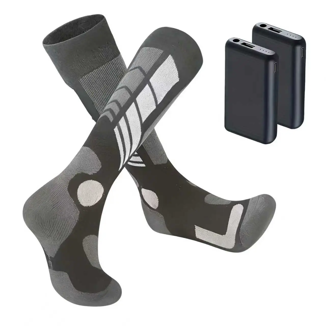Women's Rechargeable Heated Socks, 5000mAh Electric Warmers with 3 Heat Settings, Breathable Modal Polyester with Carbon Fiber Heating for Outdoor Hiking, Warmer, Lady, Camping, Fishnet