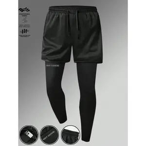 A men's sports shorts, breathable mesh, high support leggings, sweat wicking and breathable, with a phone pocket, suitable for outdoor running.RAIMENTRY