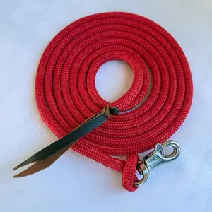 Lead Rope 9/16″ Double Braid Polyester 14ft Long with Backspliced Tail - Stainless Steel Trigger Bull