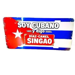 Chapa, personalizada para Carro, con bandera cubana