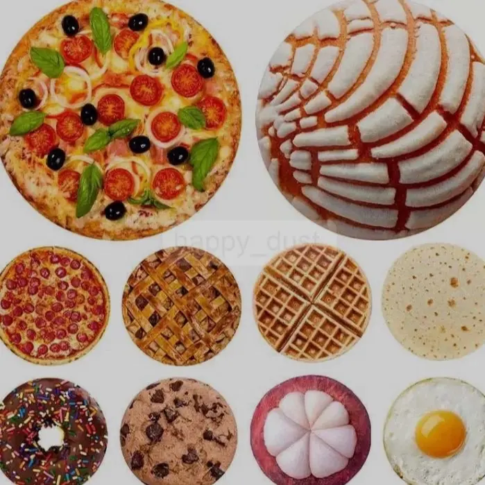 Food Pattern Blanket 1 Count Funny Burrito Round Flannel Wrap for Bed Sofa Car Camping Travel Happy Gifts
