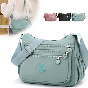 Women's Solid Color Nylon Fanny Pack, Fashionable Multi-pocket Zipper Crossbody Bag for Daily Used, Casual Trendy Versatile High-quality Daily Commuting Nylon Bum Bag