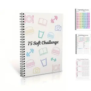 75 Soft Challenge Journal & Planner, Spiral Bound Planner, Goal & Habit Tracker Journal, Soft Challenge Planner Notebook, Time Management & Efficiency Improvement Record Book Spiral Calendar Planners Note Book Office Stationery & Supplies