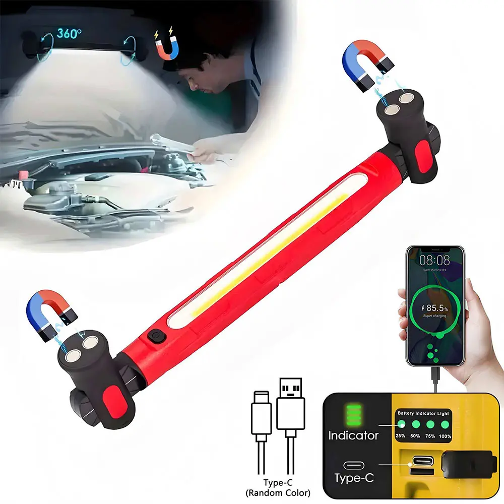 VASTFIRE Cordless Work Light - 5000mAh USB Rechargeable Emergency LED Flashlight, 360° Rotatable Waterproof Outdoor Flood Light, 3 Modes, Magnetic Hook, for Car Repair, Camping