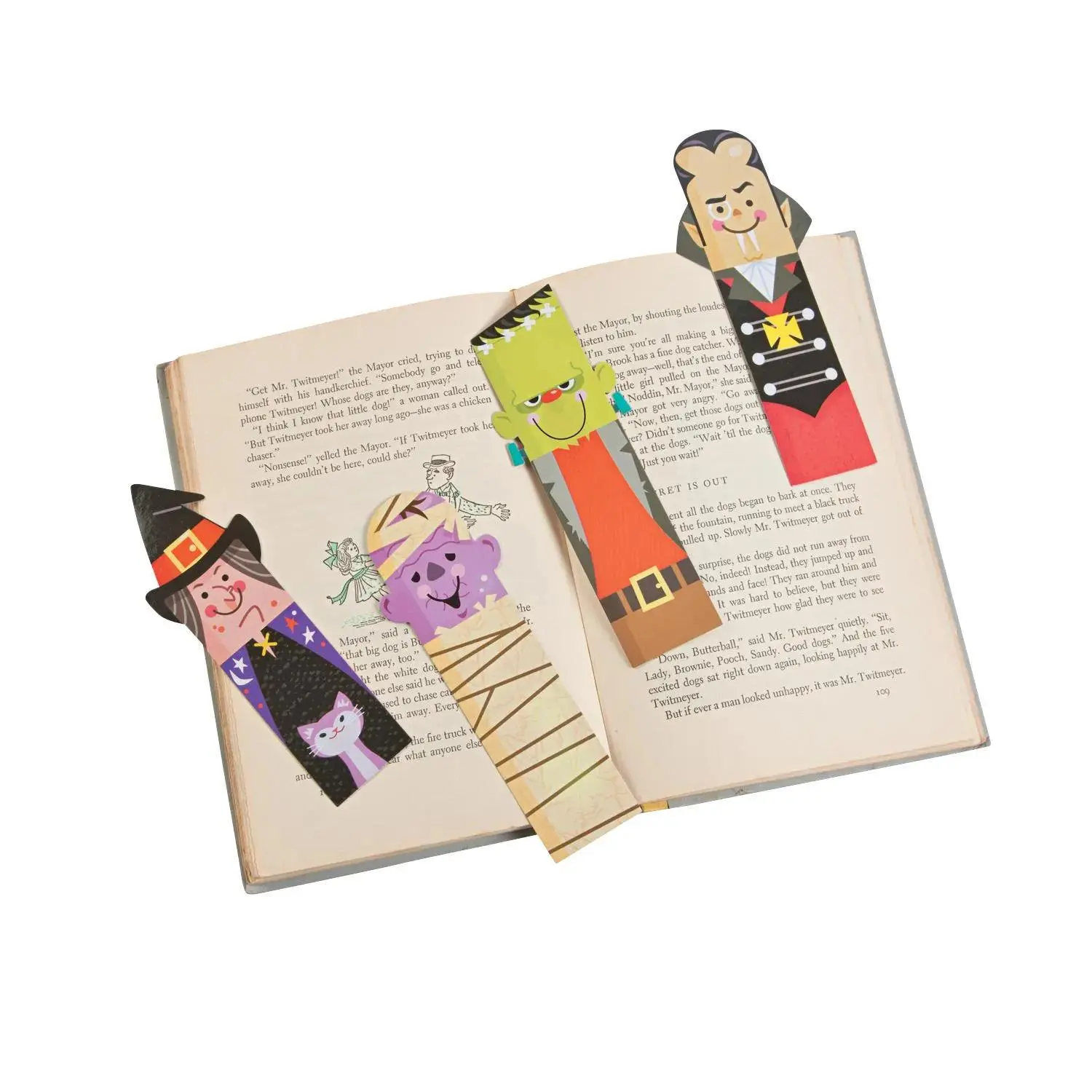 2" x 6" Bulk 48 Pc. Halloween Character Laminated Paper Bookmarks