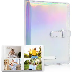 Small Photo Album 4x6 with 152 Pockets Mini Picture Book Leather Cover Portable Wallet Photo Storage for Family Graduation Wedding Travel Gift (Magic Silver)