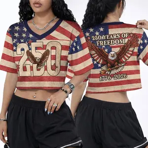 Jersey America 250Th Anniversary Crop Top Football, Patriotic Eagle, 4Th Of July Shirt, 250 Years Of Freedom Shirt