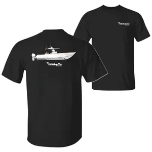 Valhalla V-37 Sport Yacht T-Shirt, Luxury Sportfishing Boat Graphic Tee, Soft Cotton Blend Marine Apparel, Offshore Angler Shirt for Men & Women, Yacht Lover Gift