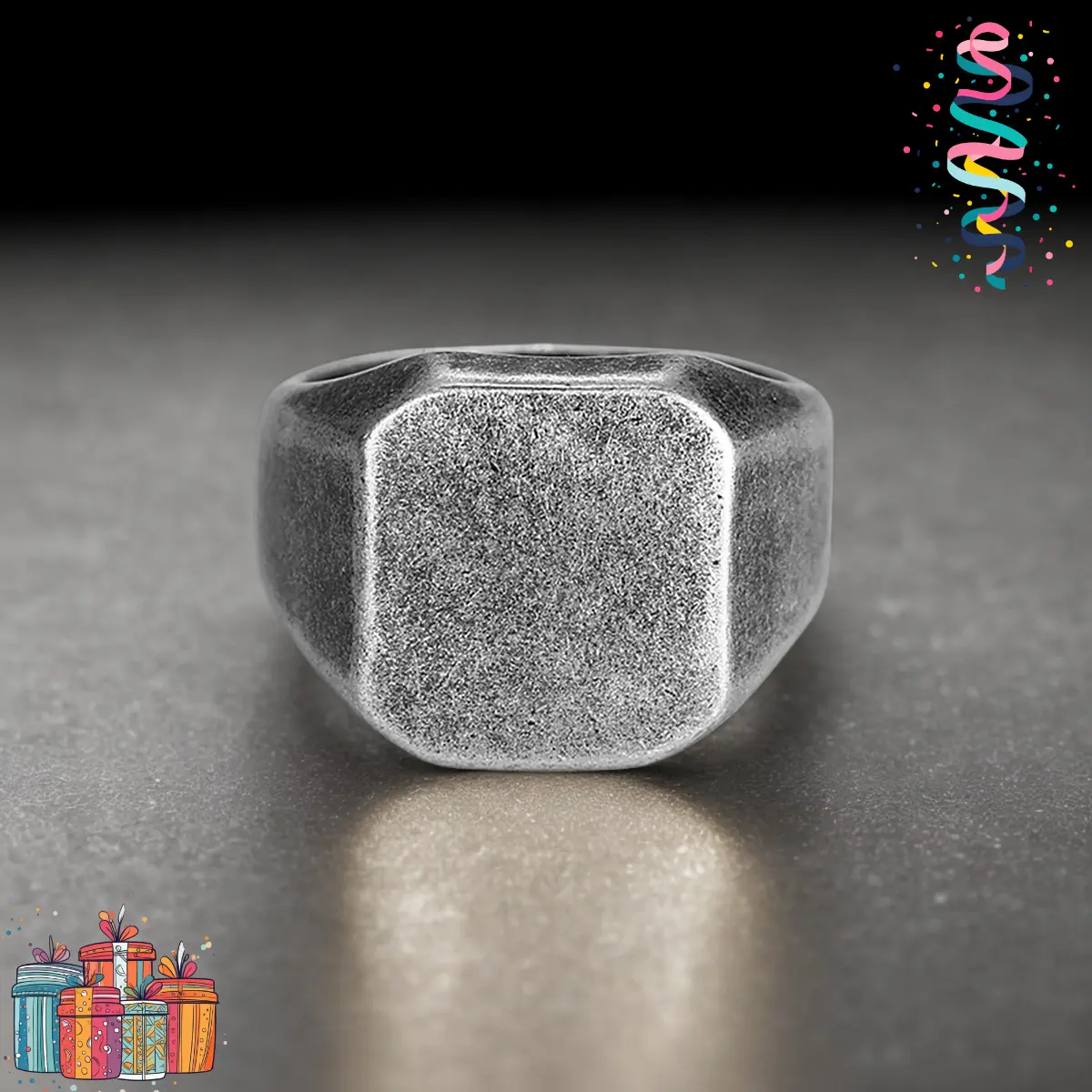 Elegant Square Face Ring for Women, Chunky Gold-Tone Stainless Steel Jewelry for Daily Wear and Holiday Gifting, Square Ring, Anti-Rust Steel Rings