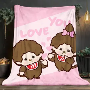 Cute Monchhichi Theme Soft and comfortable home blankets, small throw blankets, nap blankets, perfect Christmas gifts for friends and besties. Super soft heat-pressed blankets. P251224220