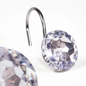Crystal Diamond Shower Curtain Hooks: Clear Rhinestones Decorative Shower Curtain Rings for Bathroom – Cute Sparkly Bling Christmas Shower Curtain Hooks for Holiday Decor - Set of 12