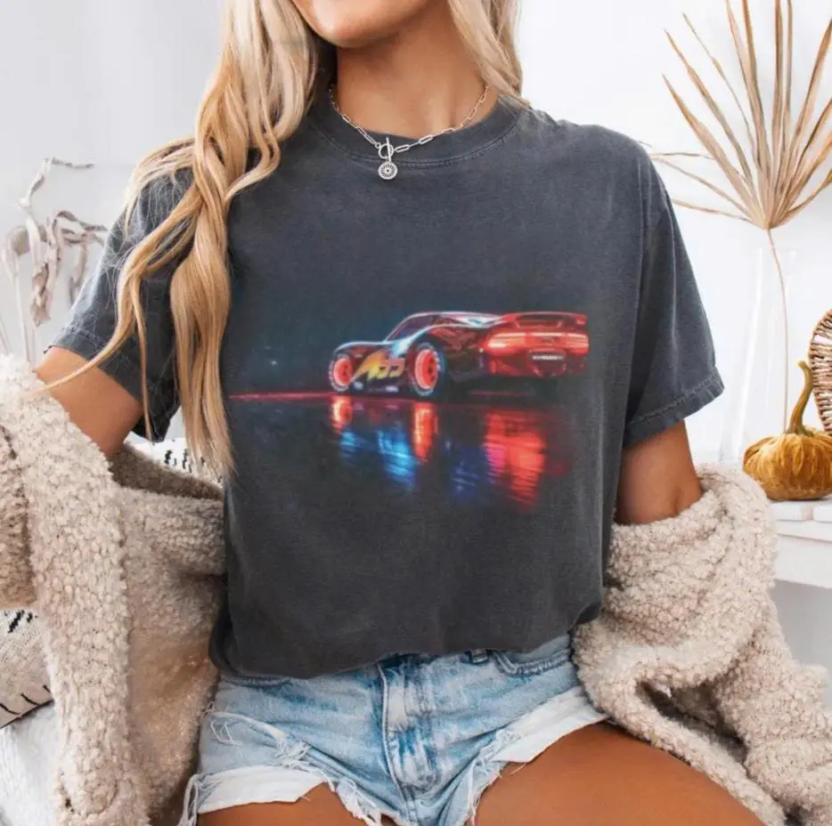 Vintage Cars Lightning Graphic Tee, Funny Retro Y2k Unisex T-shirt, Gift For Men and Women, Streetwear, Casual Menswear Tee, Fantasy Ring Movie Unisex Top