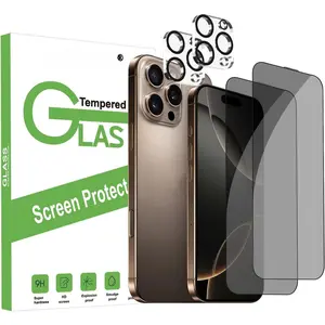 Screen Protector for  16 pro max 2 Pack + Camera Lens Protector 2 Pack Anti Spy Tempered Glass for  16 Pro Max (6.9 inch)
