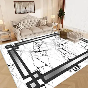 Marble Pattern Area Rug, 1 Count Non-slip Washable Soft Floor Mat, Decorative Carpet for Home Living Room Bedroom Kitchen Study Room, , Room Decor